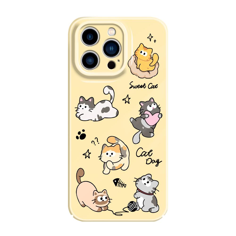 Happy Cat Phone Case For iPhone 13 12 11 7 8 6 6S Plus Pro Max Mini X XS XR SE 2020 2022 Film Hard Cover