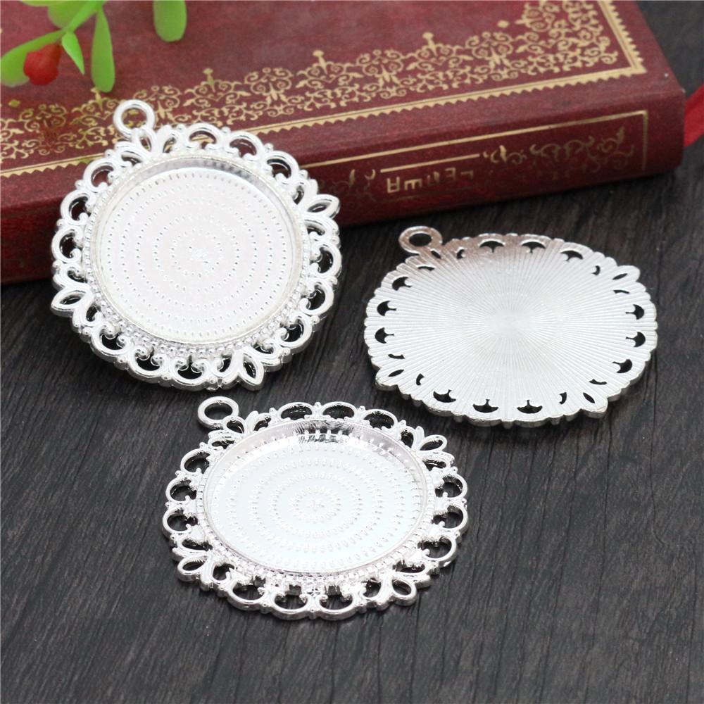 5pcs 25mm Inner Size Pendant Cabochons Blank Base Setting Bezel Tray Alloy DIY Jewelry Making Accessories for Necklace Keychains