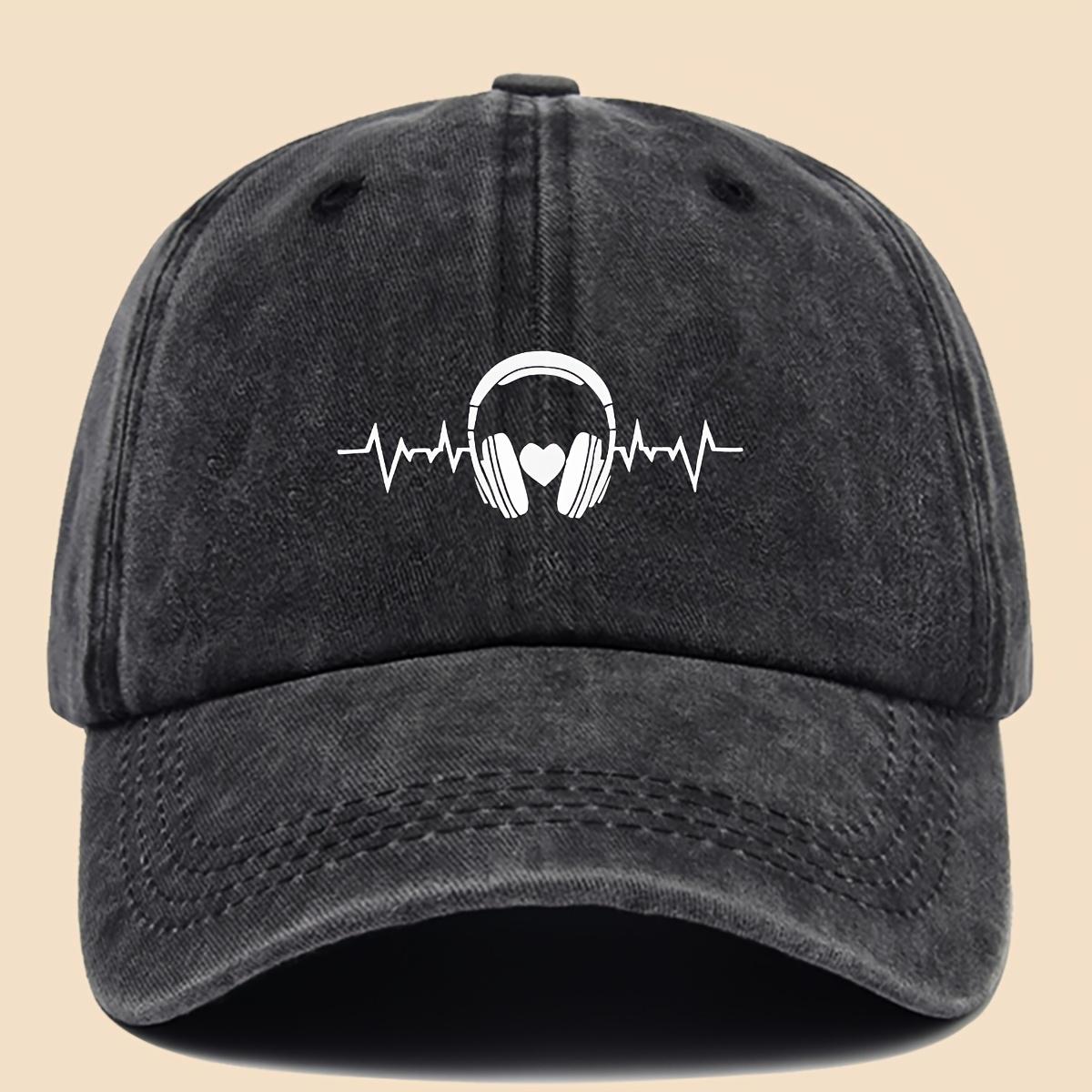 Fashionable Music Headphones Pattern Printed Baseball Cap Retro Curved Brim Dad Hat
