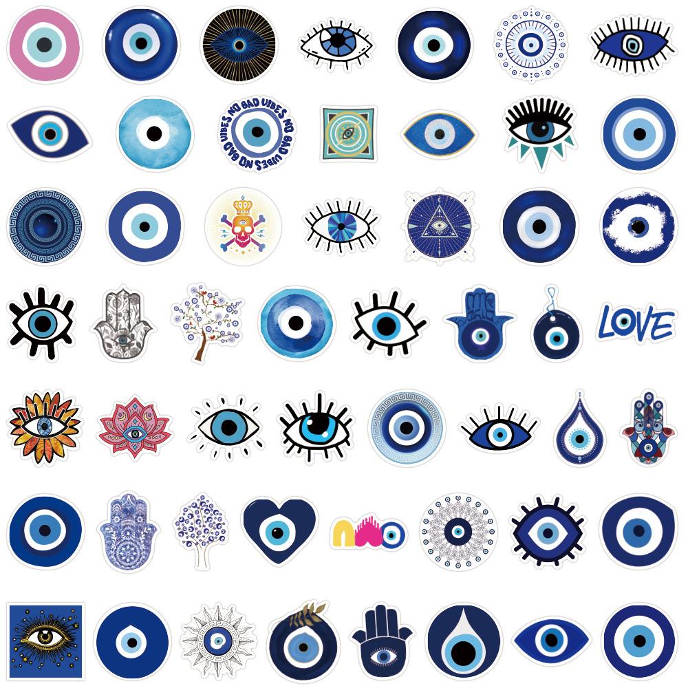 10/30/50pcs Cool Turkish Evil Eye Stickers Cartoon Graffiti Decal Toy DIY Skateboard Phone Notebook Aesthetic Waterproof Sticker