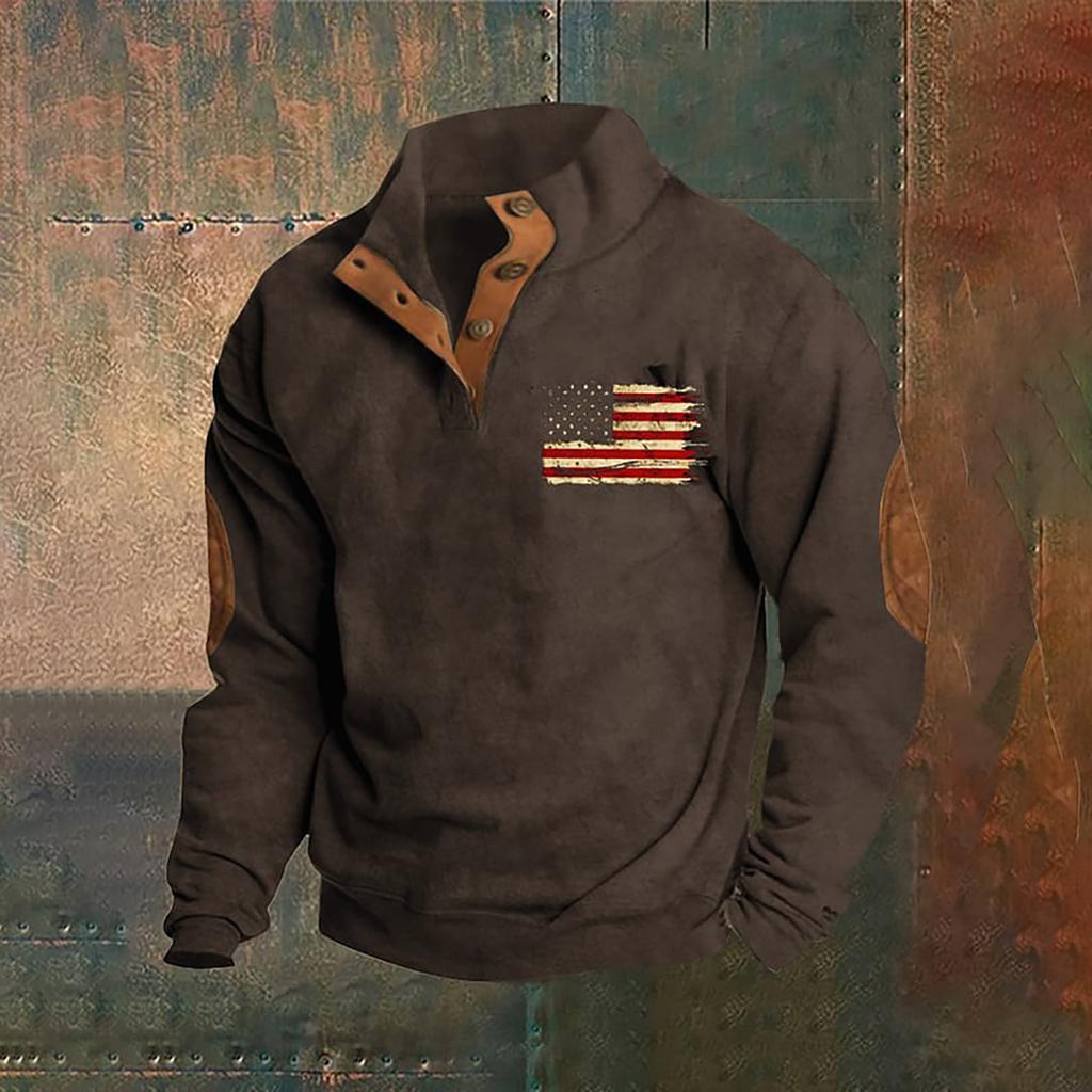 Hanorac pentru bărbați cu guler în picioare de primăvară și toamnă este pulovere casual în aer liber Topuri