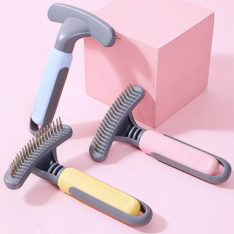 Dog Comb Rake Dogs Brush Single Row Combs for Dogs Hair Knot Clean Dog Grooming Pet Hair Remover Stainless Steel Rake Cat Brush