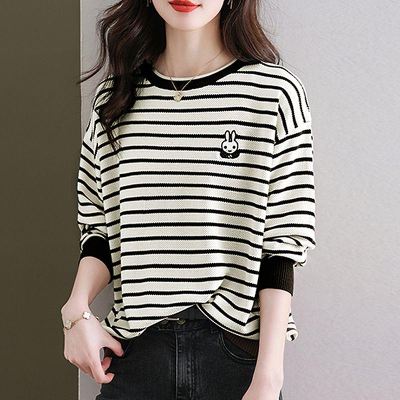 Striped Sweater Women's Long-sleeved Top Autumn 2025 New Loose Thin Bottoming Shirt Sweater Pullover