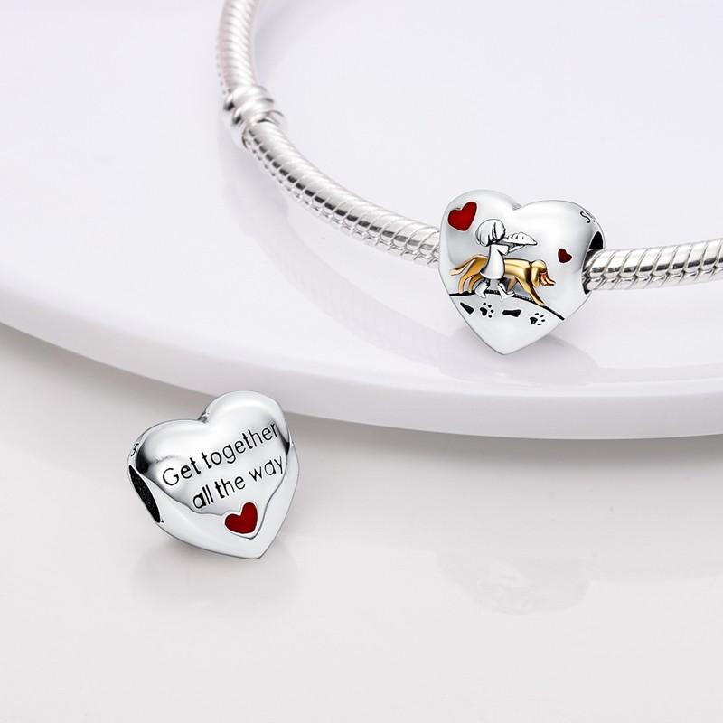 Heart Shape Copper Family Lover Affection Pendant Charm Beads Fit Original Fashion Bracelet Diy Jewelry For Women