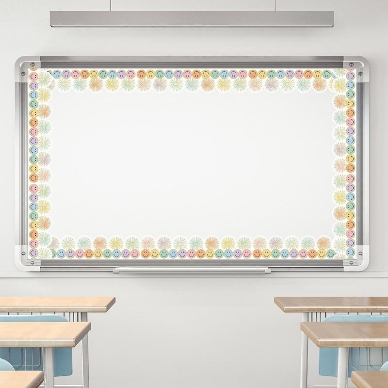 32.8ft Smiling Face Border Trim Wall Sticker for Chalkboard Notice Board Decoration Bulletin Board Border Trim Sticker