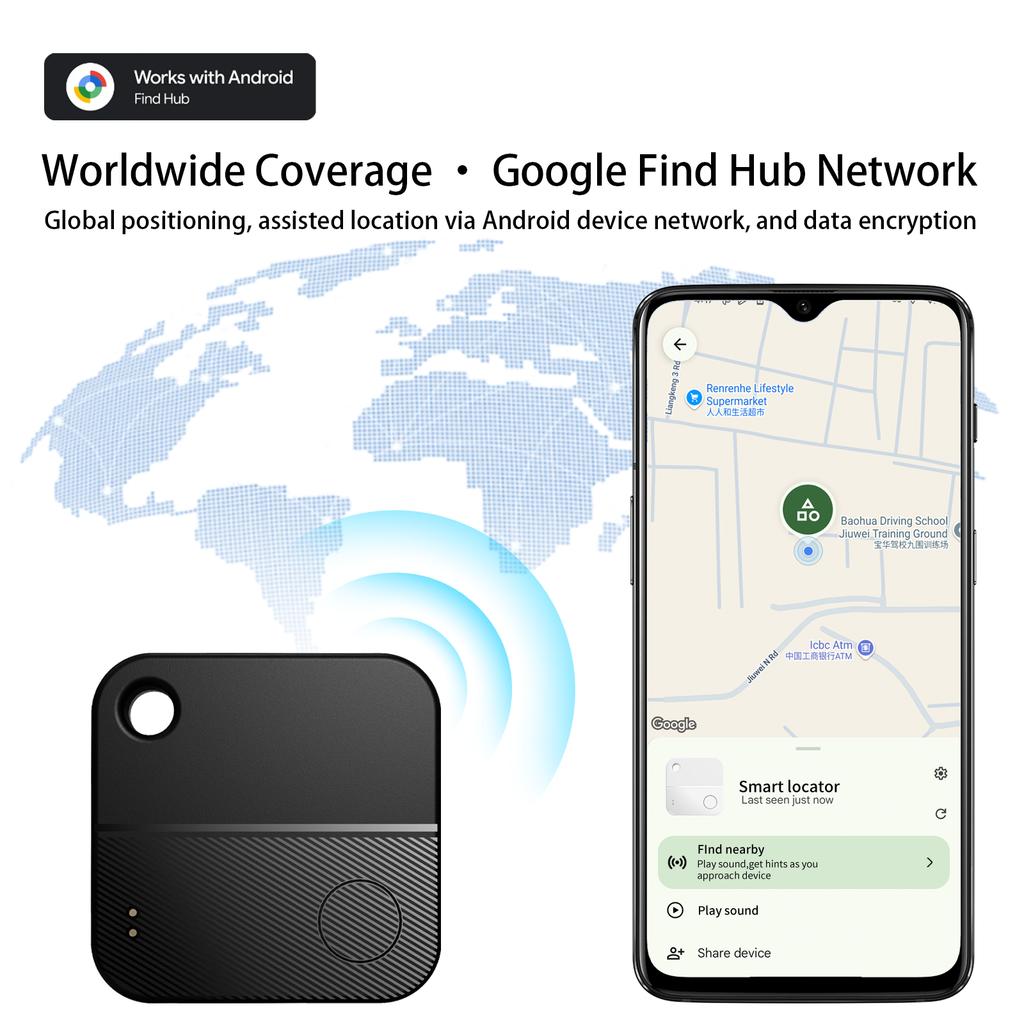 Anti-Lost GPS Tracker For Android,Works with Google Find Hub APP,Smart Tag Global Locator,Item Finder for Keys Luggage Pet
