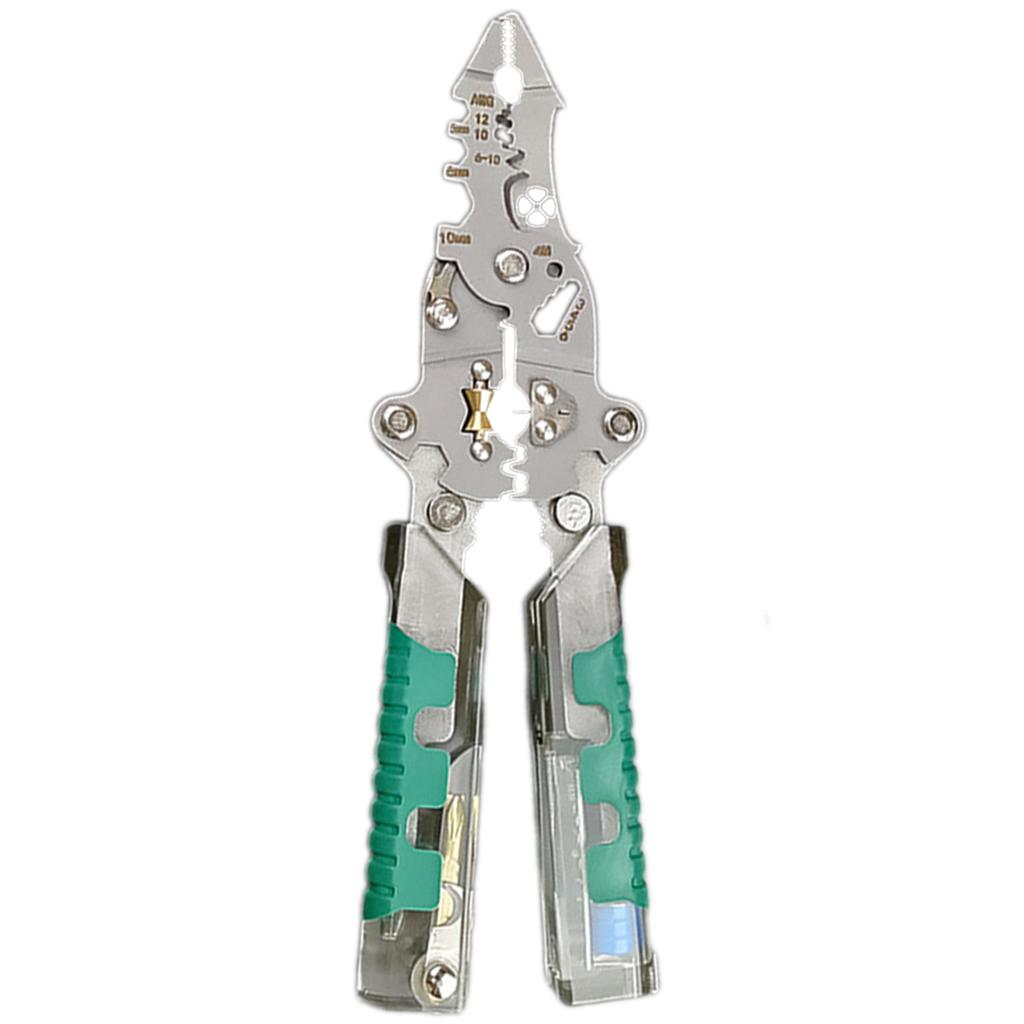 8 In 1 Wire Stripper With Voltage Tester,Multifunctional Wire Stripping Tool,Foldable Piler For Scraping Pressing Wires