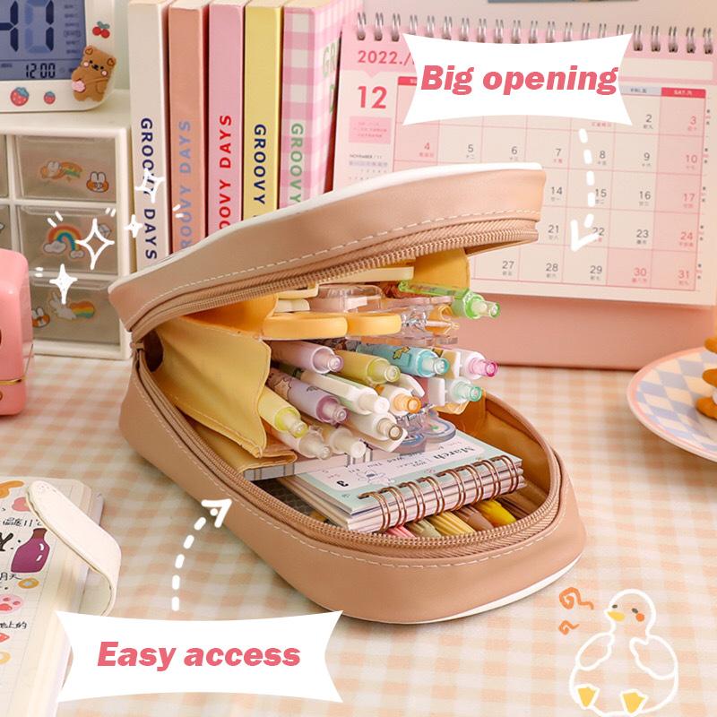 Kawaii Transparent Pencil Case Large Capacity Organizer Pen Box Korean Pouch for Girls Back To School Supplies Stationery