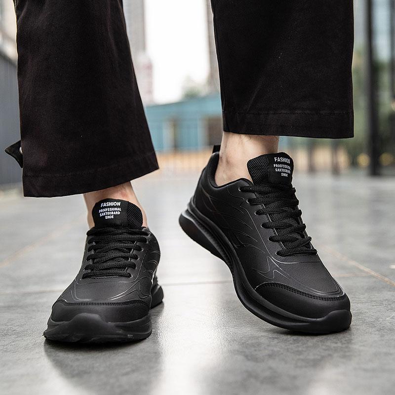 Fashion Men's Lightweight Casual Sports Shoes Anti-slip Flat Breathable Leather Loafers Fitness Sneakers Wear-resistant Flat Walking