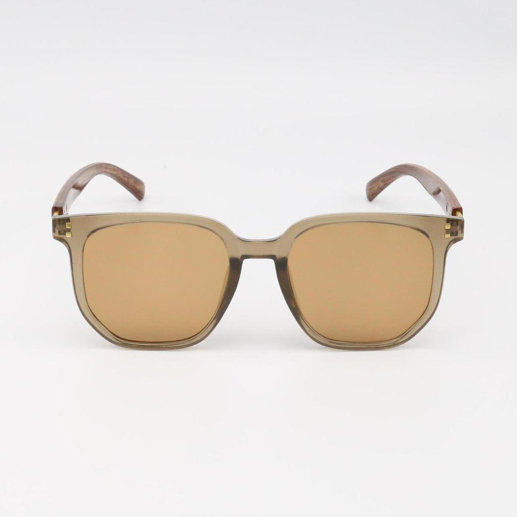 Trendy Square Frame Wood Grain Sunglasses with Brown Lenses - Versatile Style