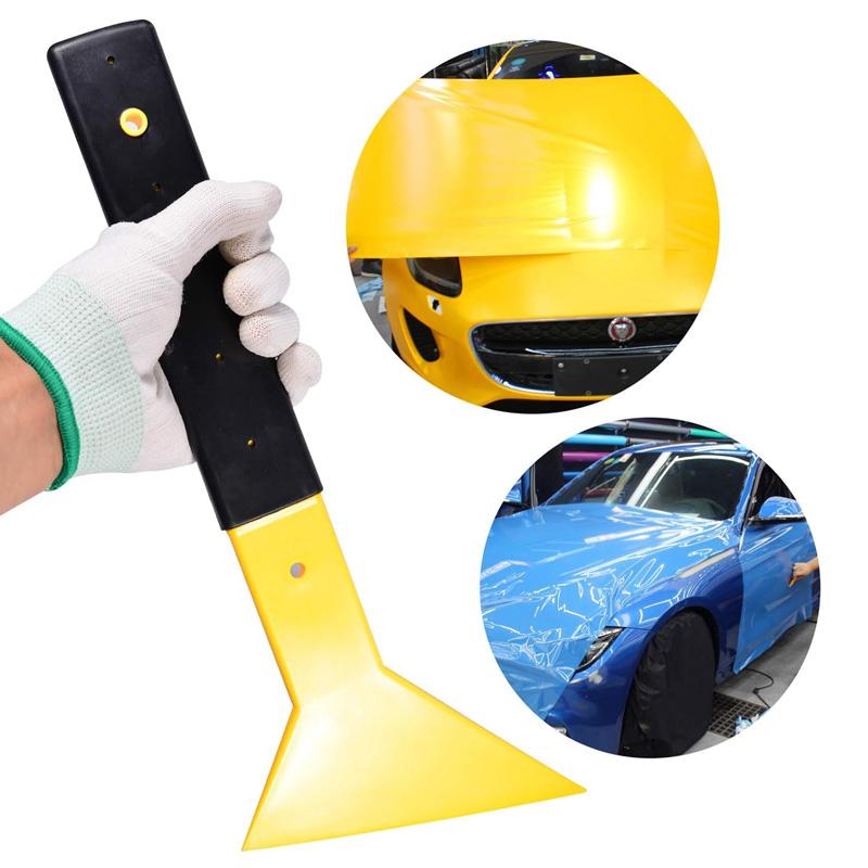 Rakiel do przyciemniania szyb samochodowych z długim uchwytem Trójkątny plastikowy skrobak do oklejania samochodów folią winylową, naklejek graficznych, folii na szyby Narzędzie do przyciemniania szyb