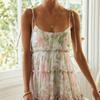 Southeast Asia Summer Women Clothes Fresh Sweet Print Dress Holiday Style Lace-up Versatile Backless Sling Short Dress
