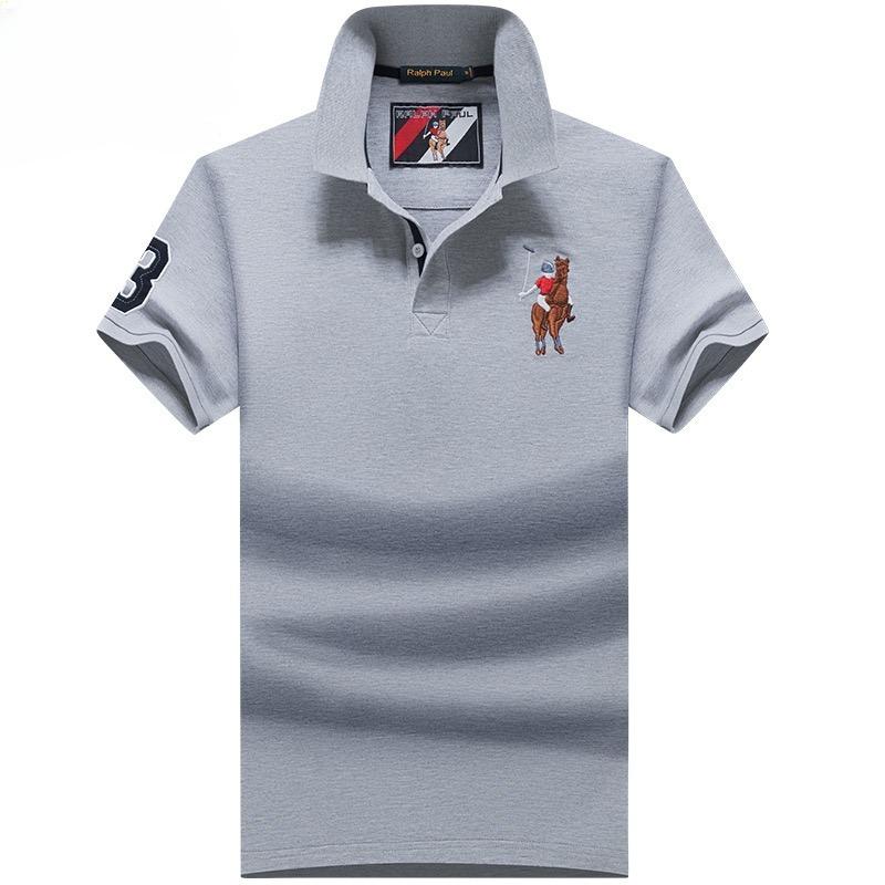 TrendHub Polo Shirt Men High Quality Cotton Mens Short Sleeve Solid Color Embroidery Business Casual Polo Shirt
