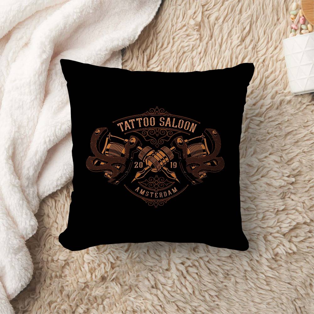 Tattoo Shop Logo Cushion Cover Polyester Sofa Cushions Decorative Throw Pillows Home Decoration Pillowcover
