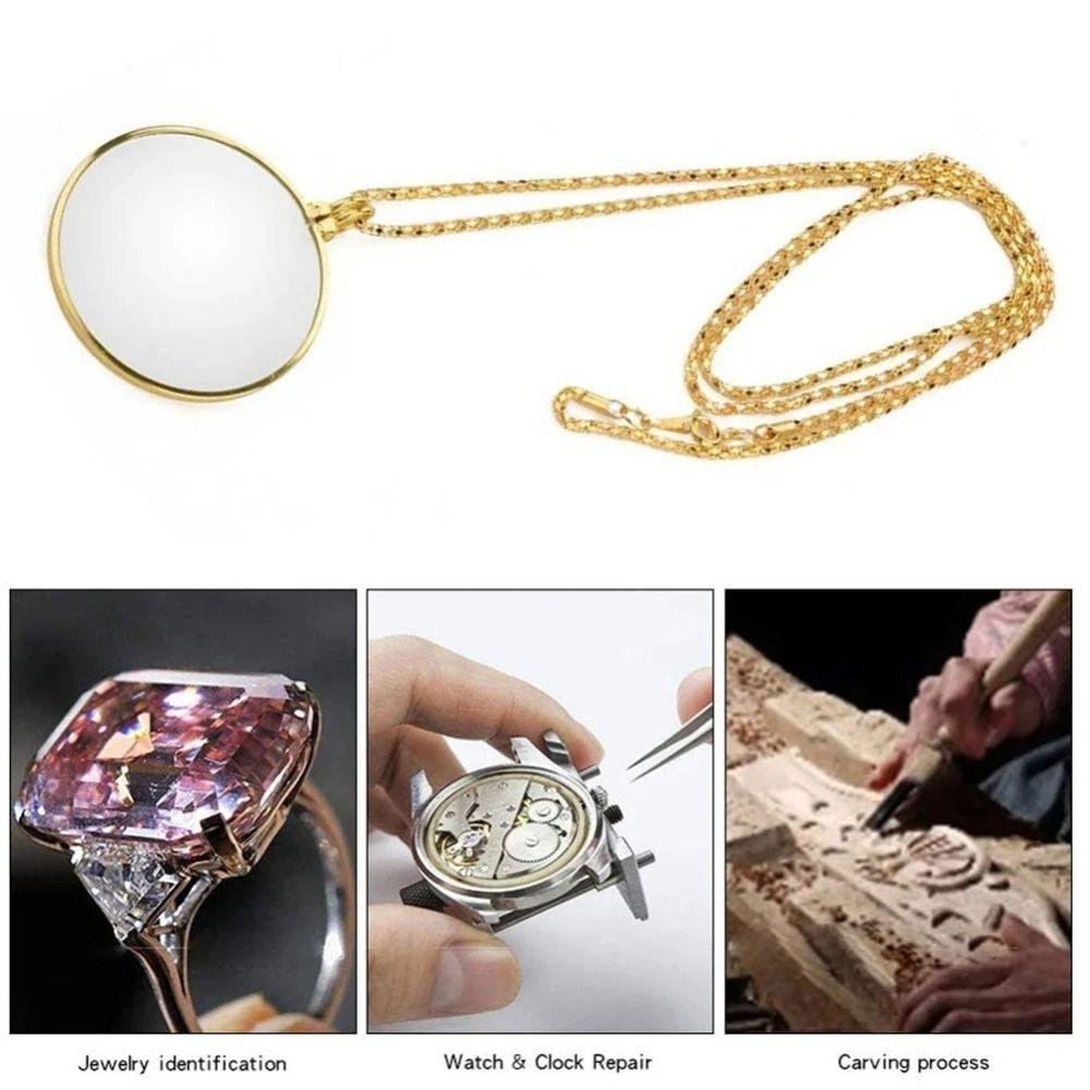 Gift Magnifier Pendant 5x Optical Magnifier Necklace Durable Portable Monocle  Reading Newspaper