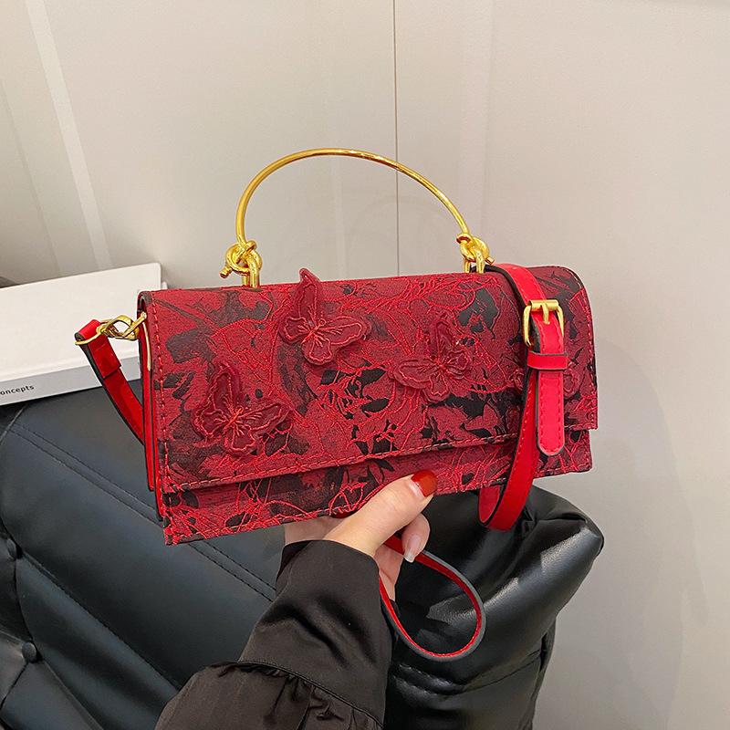 New Niche Design Butterfly Love Flower Small Square Bag Versatile Western-style Chain Handbag Crossbody Bag