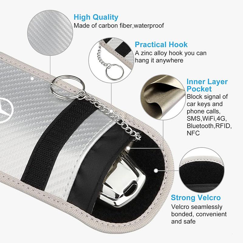 Car Keychain Case Zipper Carbon Fiber Key Protector Cover For Mercedes Benz CLK GLC W212 C200 C300 W203 W204 W205 W169 W176 GLC w1