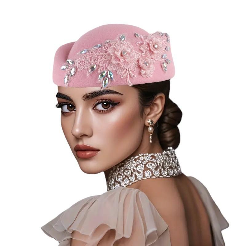 Wedding Cocktail Evening Party Cap for Female Flower Church Beret Hat Cosplay Costume Accessory