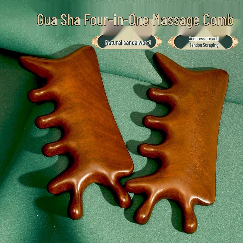 Multi-functional Sandalwood Gua Sha Comb for Face, Eye, Scalp, and Meridian Massage