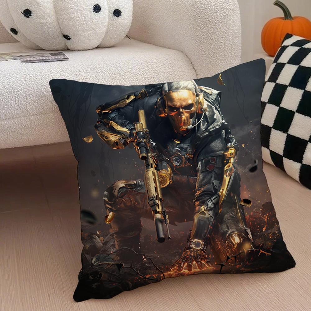 Cool Tactical Chinese Game D-Delta Force Cushion Cover Throw Pillow Cover Hidden Button Durable Polyester Chair Cushion