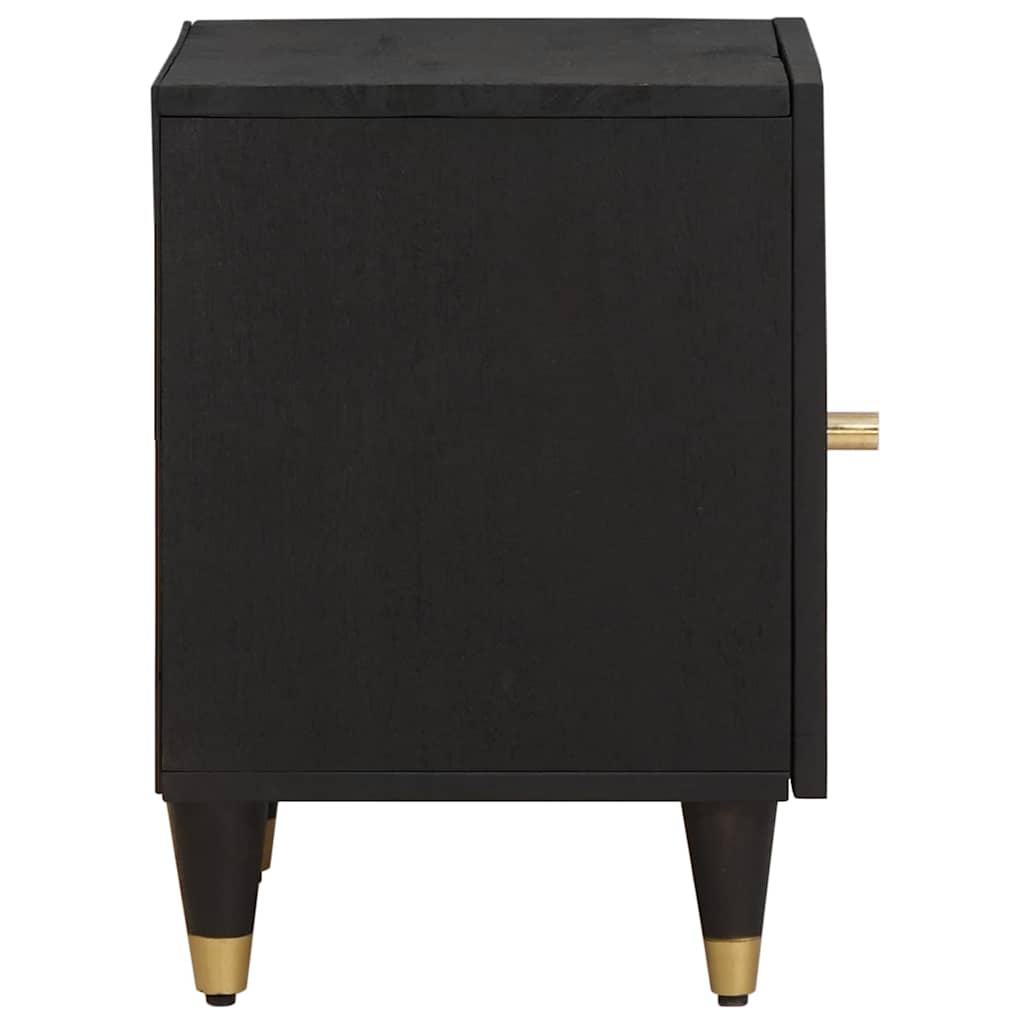 Nightstand with Door Black 40 x 33 x 46 cm Solid Mango Wood