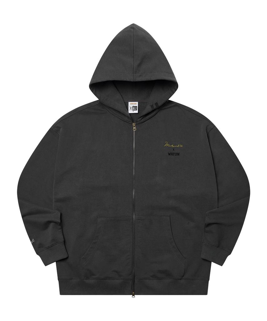 Waydn [Ali] The Greatest Pigment Oversized Zip-Up Hoodie Charcoal