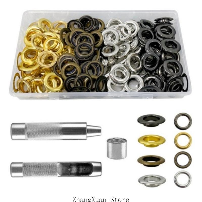 

Grommets Eyelets Kits Tool Metal Grommet Kits Install Tool with Storage Box 3XUF CN