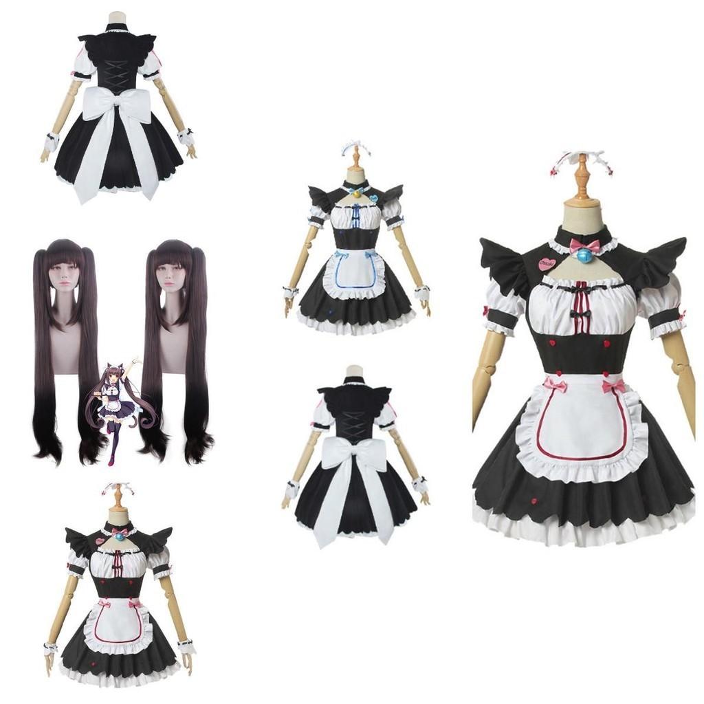 Nekopara Chocola Vanilla Cat Maid Dress Cosplay Costume Wig Breathable Exquisite Workmanship