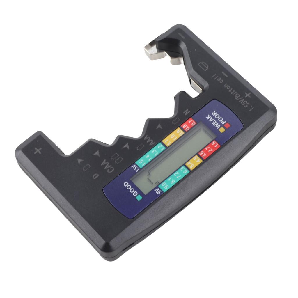 Digital Battery Capacity Gauge Tester Universal D C N AAA AA 9V 1.5V Button Cell Analyzer Black