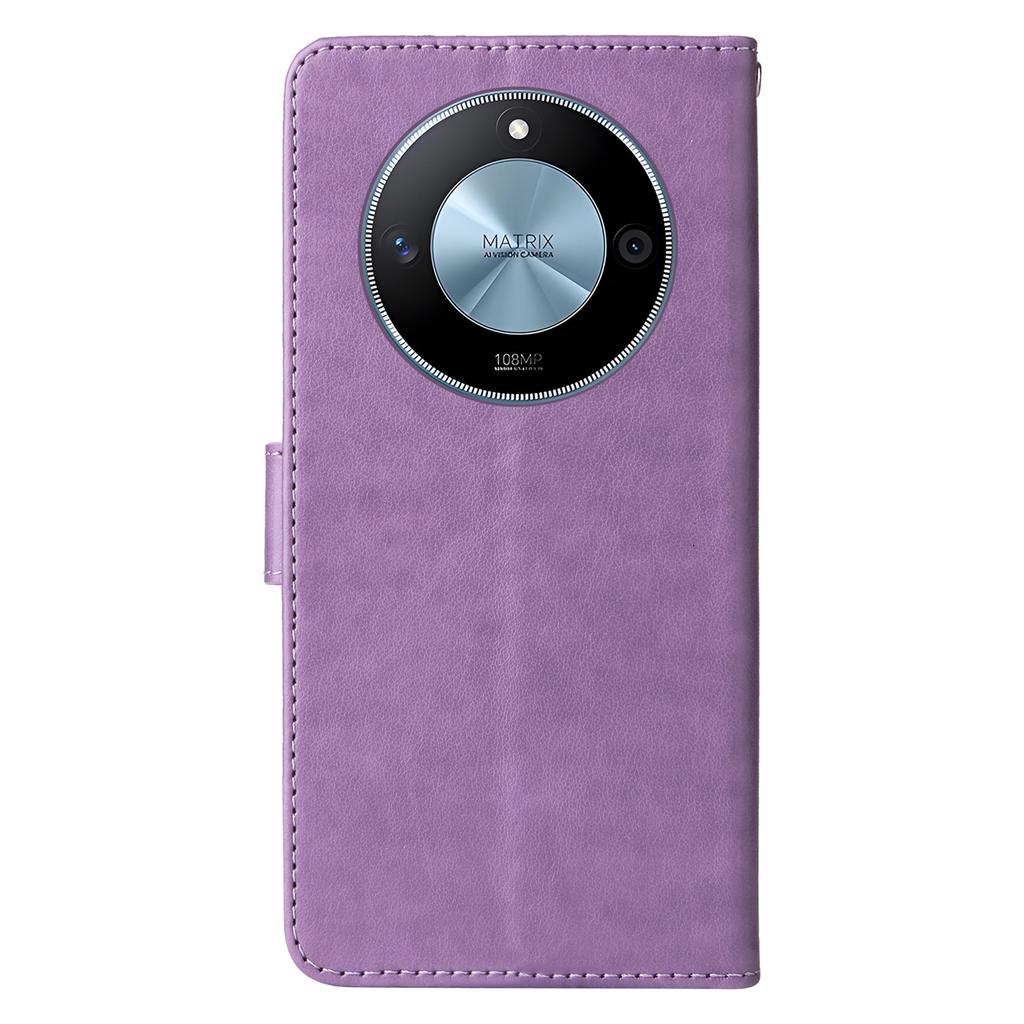 For Honor X60 5G Leather Case Butterfly Floral Imprint Wallet Stand Cover