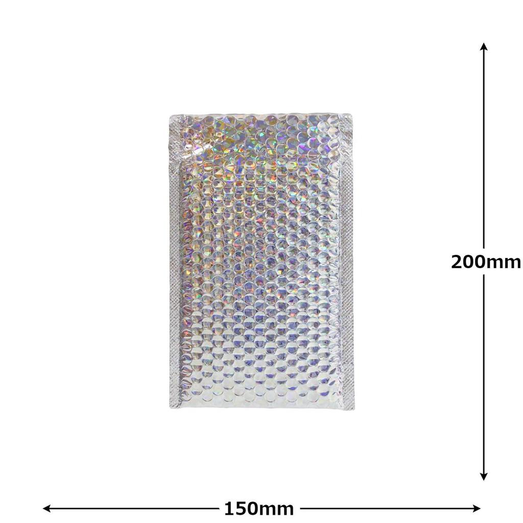 KDT Japan PARTYUP Glitter Hologram Bubble Mailer S Size 120748, Decorative Self-Sealing Padded Envelope for Gift Packaging and Shipping