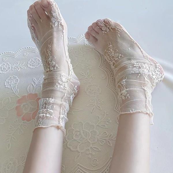 Marszczone kwiatowe koronkowe skarpetki typu mid-tube japońskie JK białe letnie skarpetki dla kobiet