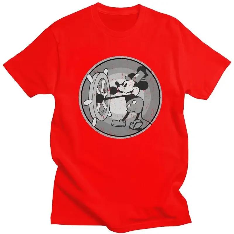 Cool Mickey Mouse Anime T Shirt Short Sleeved 100% Cotton T-shirt Summer Steamboat Willie Tees Streetwear Tshirts Unisex