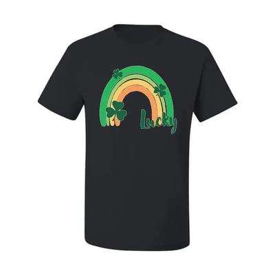 Lucky St Patricks Rainbow with Shamrocks Day Men T Shirt