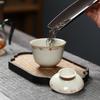 Poetic Grass Ash Ceramic Gaiwan Tea Bowl