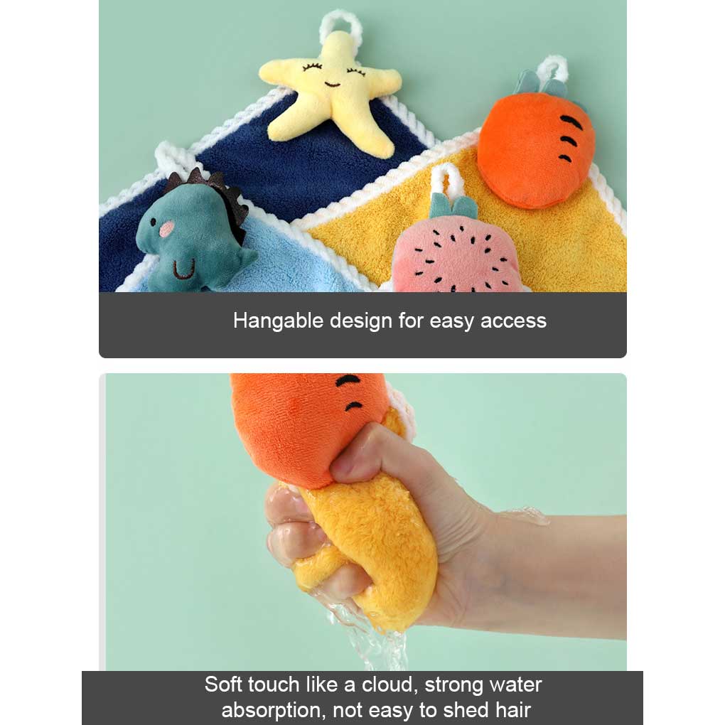 Washroom Animal Hand Towel Kitchen Bathroom Coral Velvet Hanging Towels Water Absorbent Dishcloth Washcloth Home
