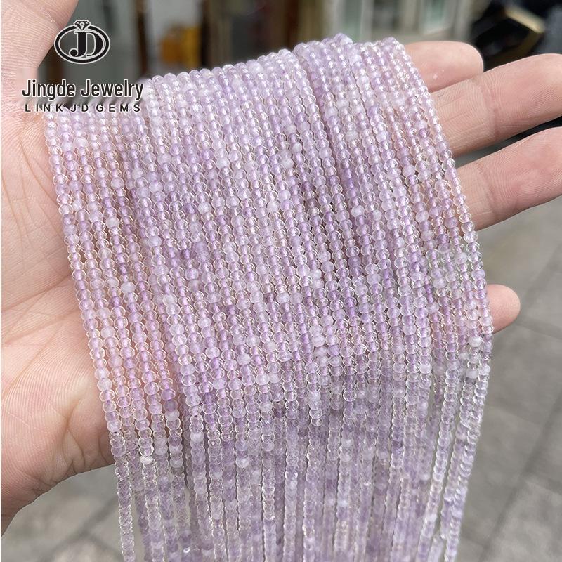 2x3mm Natural Purple Jade Faceted Abacus & Amethyst Spacer Beads for DIY Jewelry