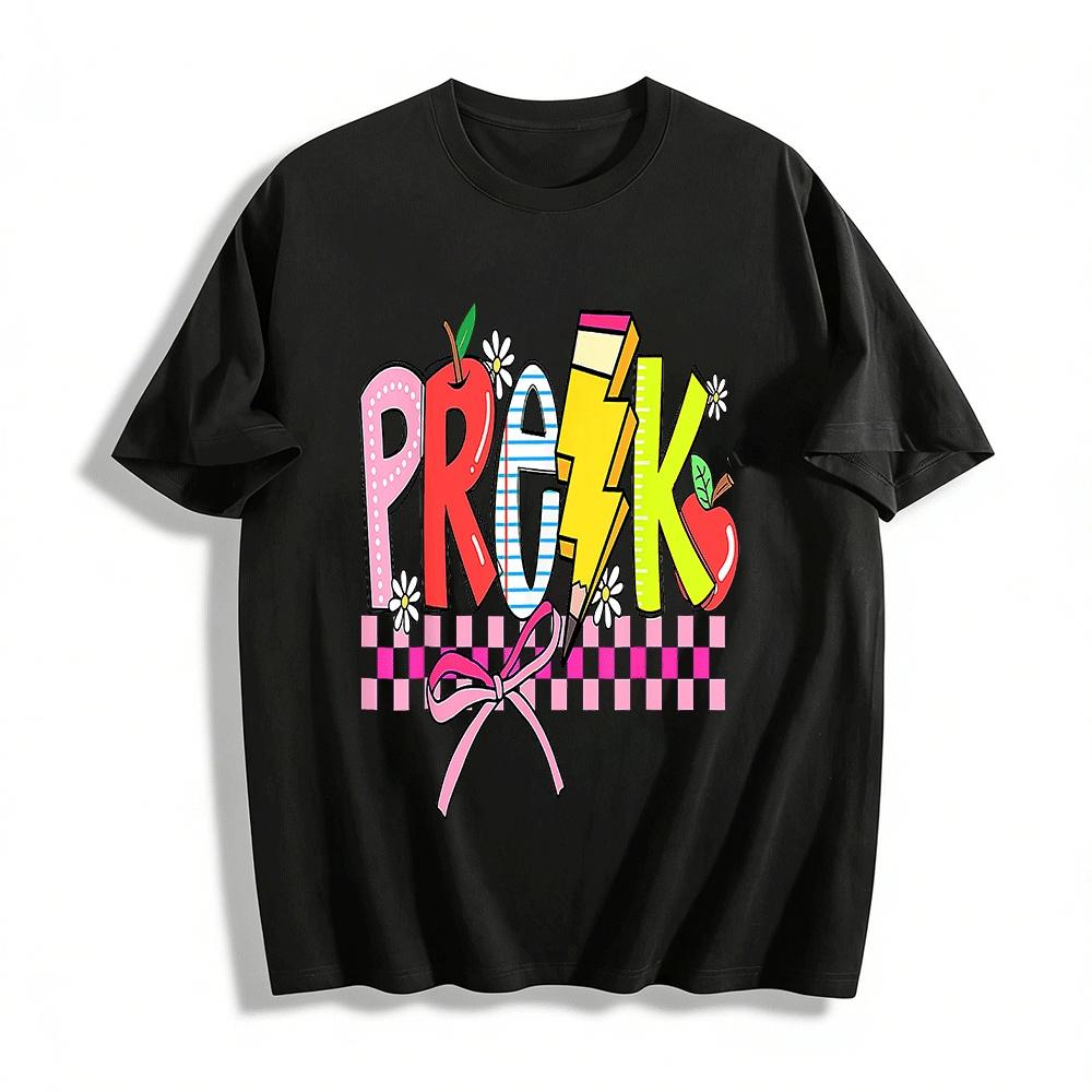

Cute Pre-K Themed Print Kids T Shirt School Element Casual Top Pure cotton T-shirt XXS