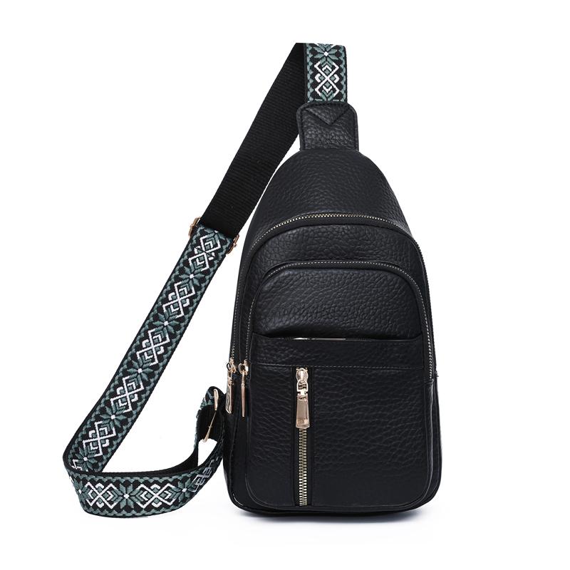 Women's Chest Bag Wide Shoulder Bag Vintage Crossbody Bag