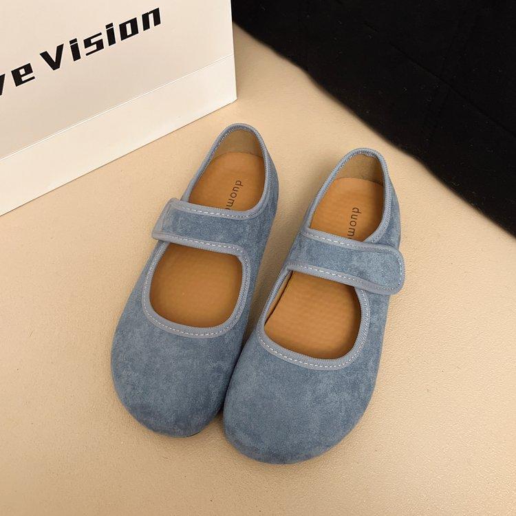 Mori retro yellow Boken shoes women's shoes 2025 spring new shallow soft-soled grandma shoes Doudou flat-soled single shoes