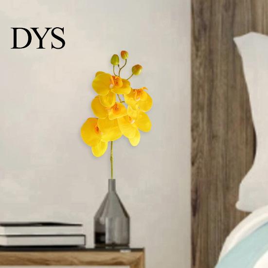 Fake Floral Decoration Artificial Moth Orchids with Stem Realistic 5 Head Phalaenopsis Flower Indoor Decor Flowers Home Office Table Centerpiece Faux
