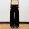American Vintage Cuffed Hem Polka Dot Black Straight Leg Jeans For Men Women