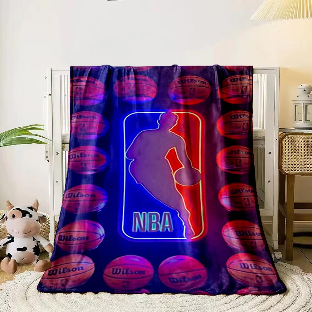 NBA Logo with Basketballs Design Flannel Blanket for bedroom, living room, sofa, and nap sofas.