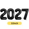 2027 Number Foil Balloons 16/32 Inch Multicolor Floatable Decor for New Year Christmas Graduation Party
