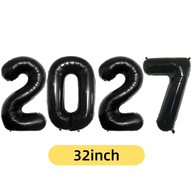2027 Number Foil Balloons 16/32 Inch Multicolor Floatable Decor for New Year Christmas Graduation Party
