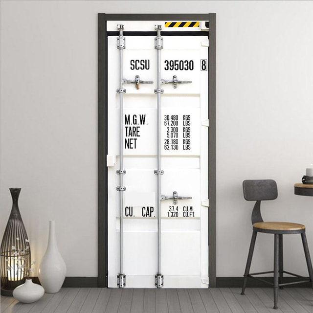 

3D High Simulation Container Door Seriesr Наклейки на двері Шпалери Індустріальний стиль ПВХ Самоклеючий Плакат для декору спальні Фреска 77x200cm(cut 2 pcs)