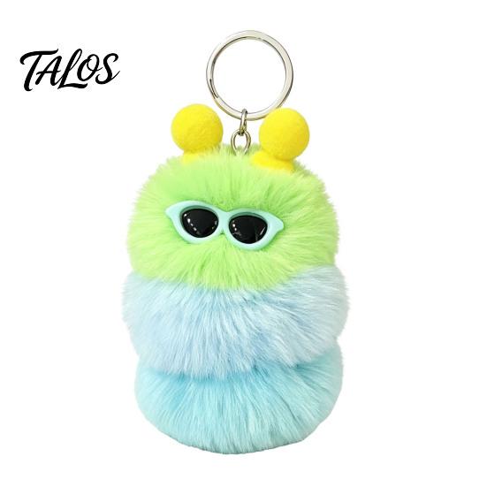 Caterpillar Keyring Pendant Plush Sunglasses Keychain, Soft Backpack Purse Charm Keychain Bag Charm, Colorful Stuffed Toy