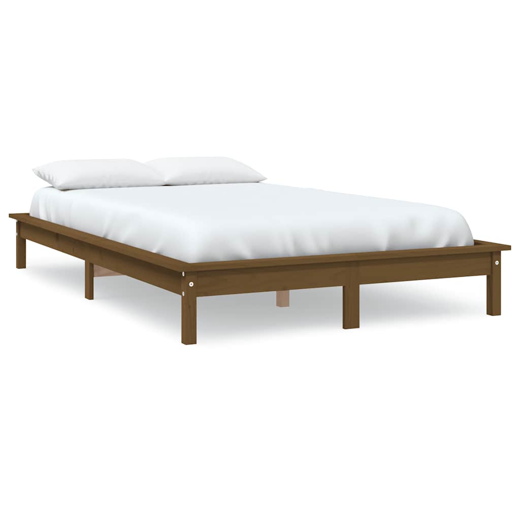 Solid Wood Bed Honey Brown 140 x 190 cm Pine