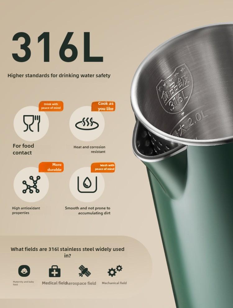 220V 2000ML Elektrischer Wasserkocher Haushalts Automatischer Wasserkocher, Konstante Temperatur & Edelstahl Innen