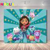 Niholia Gabby Dollhouse Backdrop Kids 2nd Birthday Party Decoration Photography Background Baby Shower Photo Prop Banner